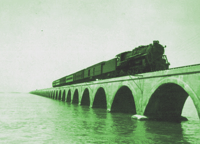 Railroad Over The Ocean view of the early-20th-century express train to of from Key West