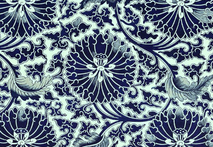 pattern on a blue-and-white china cistern
