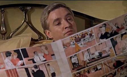 François Truffaut's Farenheit 451: Montag reading the funny papers