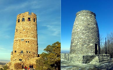 the Watchtower at the Grand Canyon, and the original Washington Monument in MD